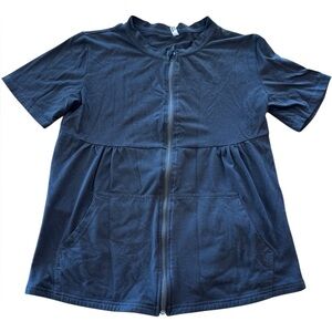 Black Short Sleeve Zip-Up Jacket S